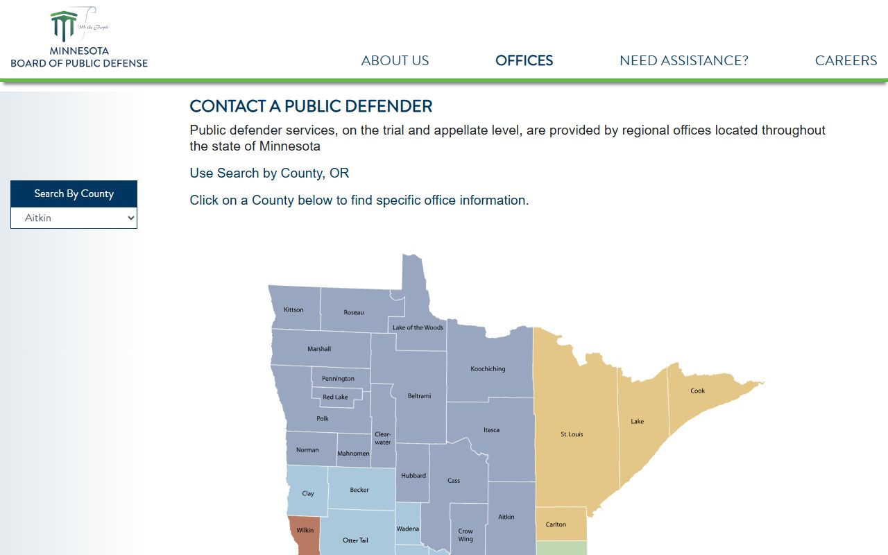 Lake of the Woods County arrest records Board of Public Defense office locator