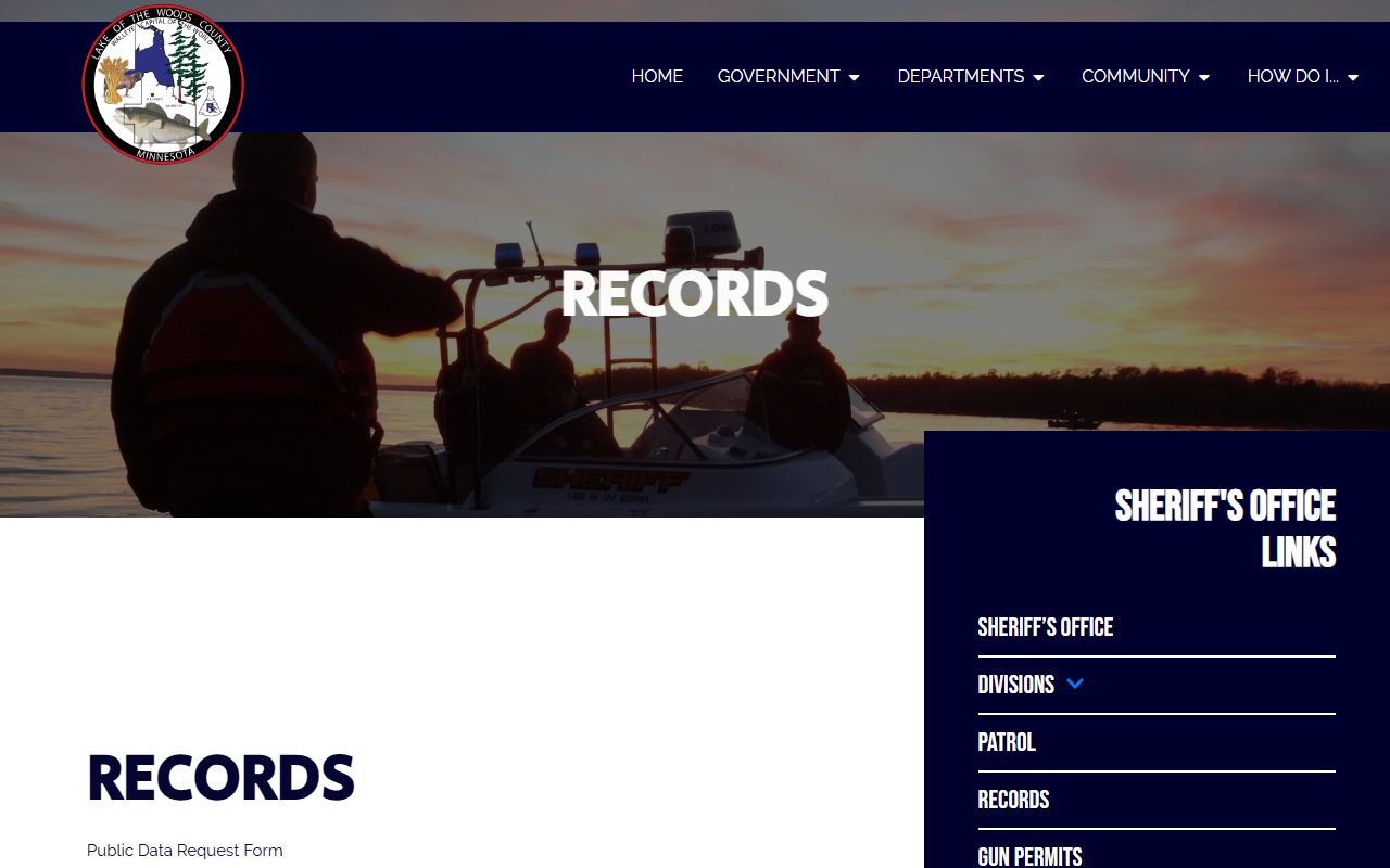 Lake of the Woods County arrest records sheriff records request