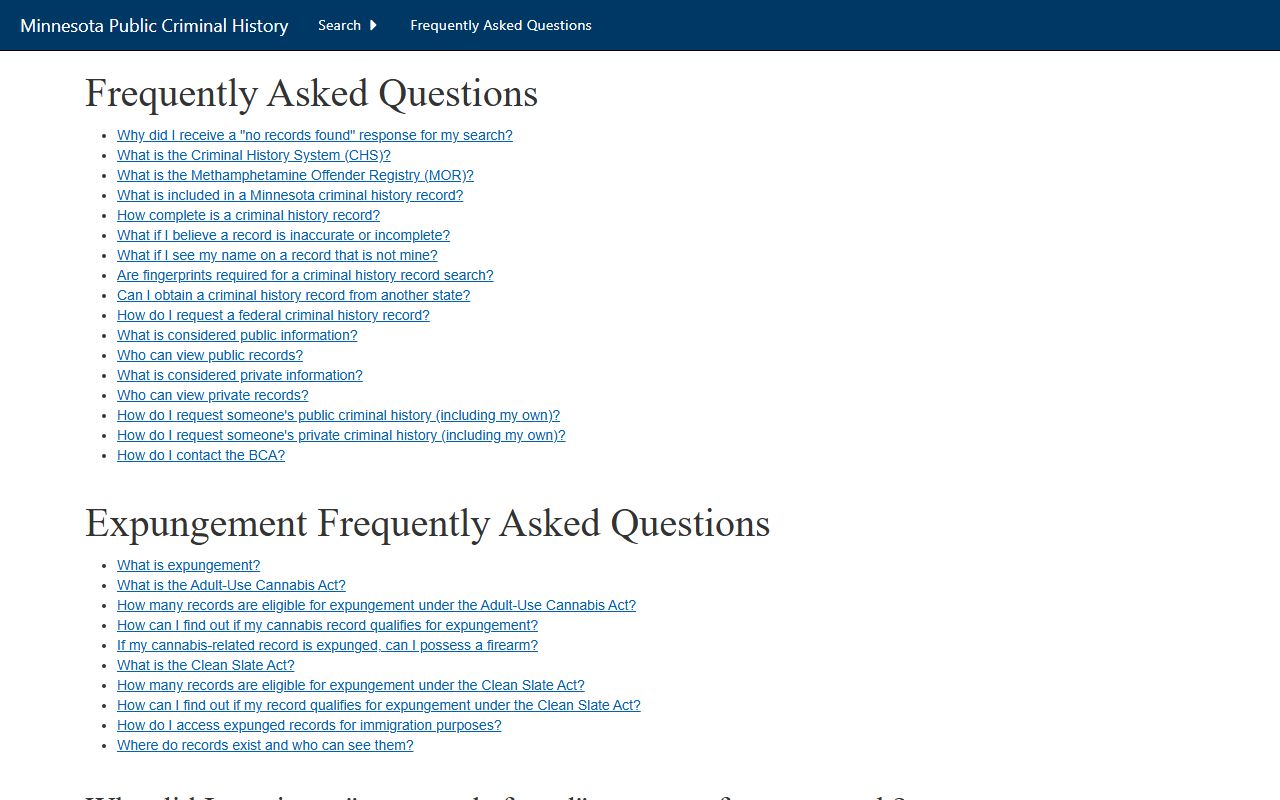 Lake of the Woods County arrest records BCA criminal history FAQ