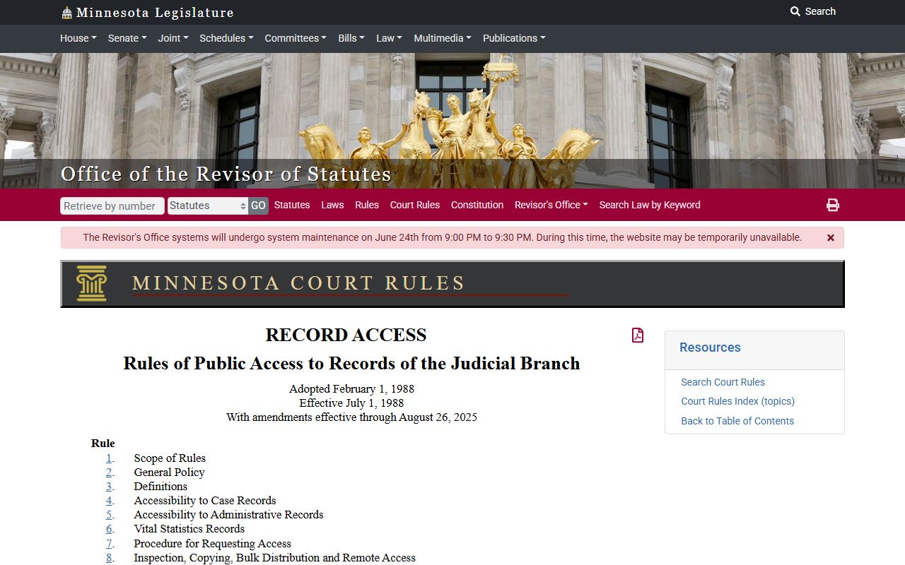 Lake of the Woods County court records public access rules