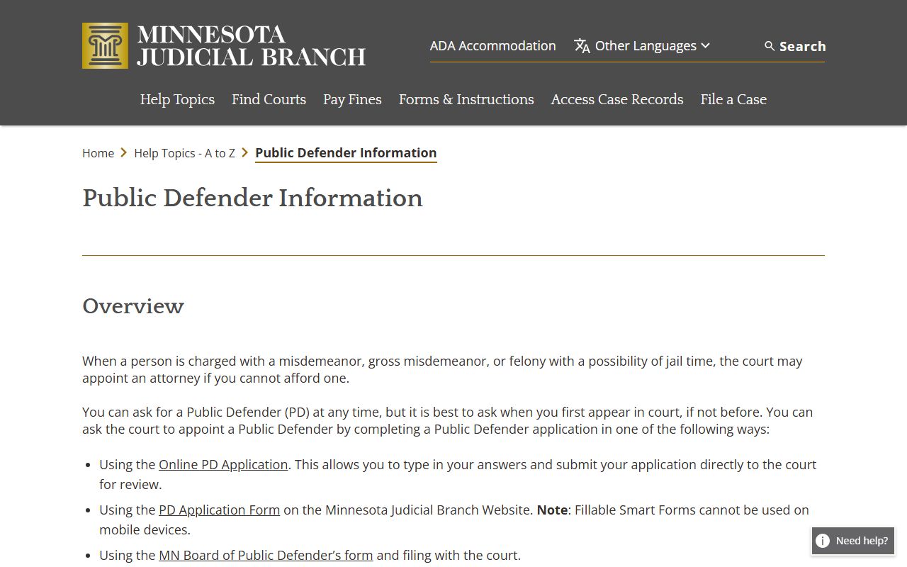 Lake of the Woods County criminal court records public defender information