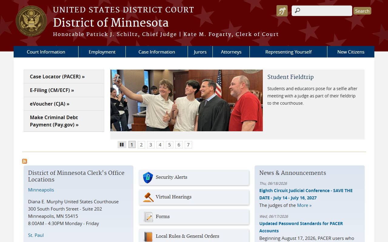 Lake of the Woods County District Court compared with federal District of Minnesota