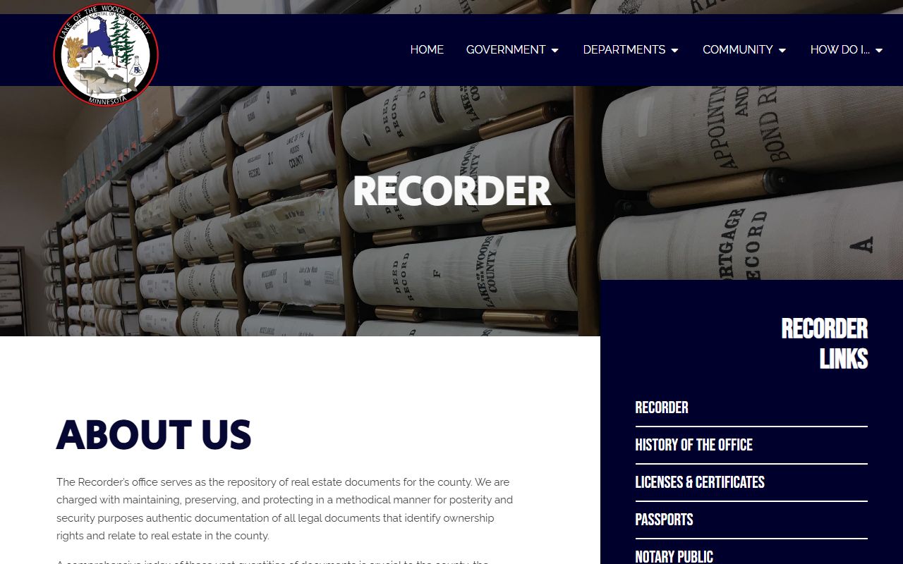 Lake of the Woods County court records recorder office