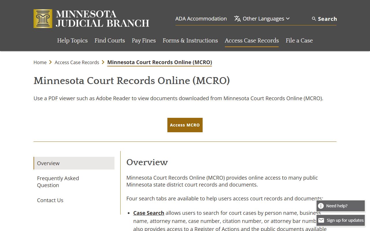 Lake of the Woods County court records MCRO overview