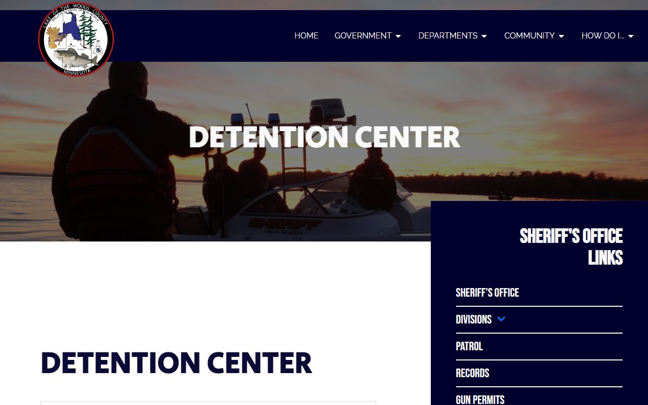 Lake of the Woods County inmate records detention center jail page