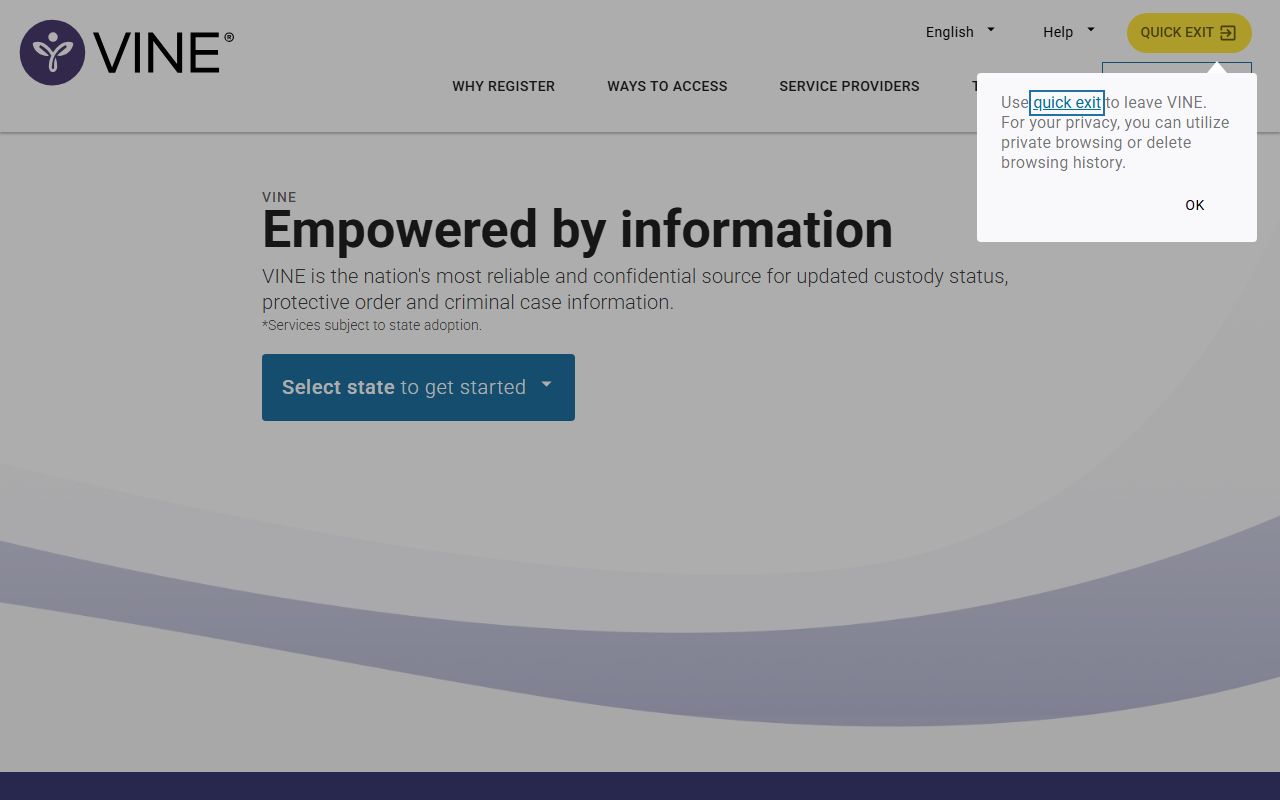 Lake of the Woods County inmate custody VINE notification portal