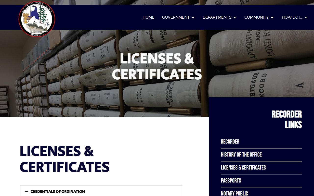 Lake of the Woods County marriage records Recorder licenses and certificates page